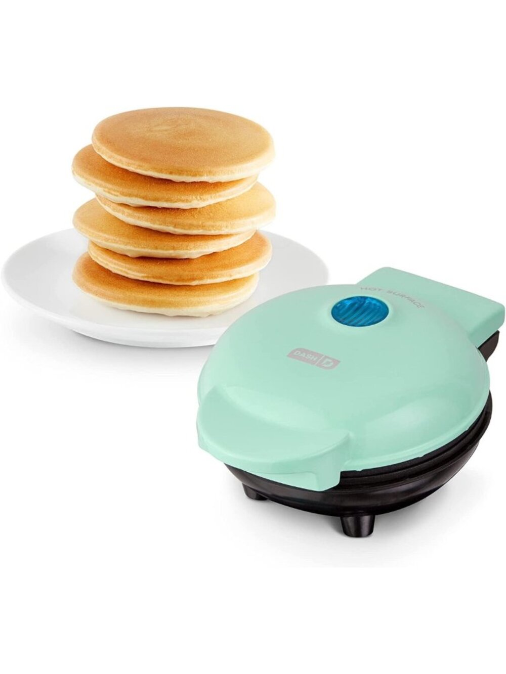 Mini Griddle Maker - 4" Nonstick Cooking Surface, Aqua Color, Perfect for
